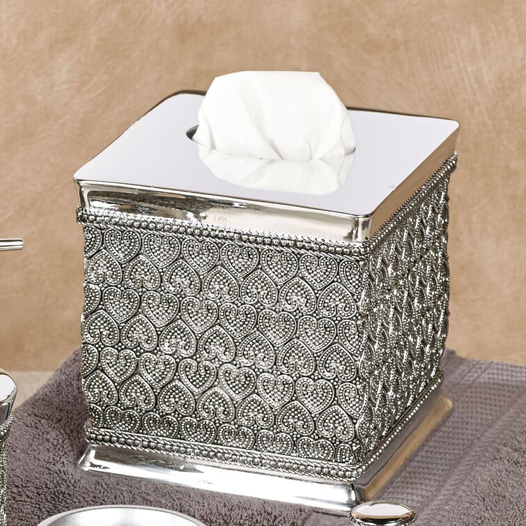 Silver tissue shop box holder